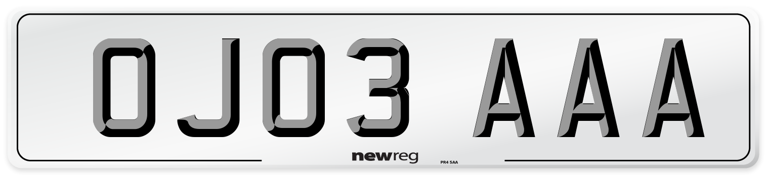 OJ03 AAA Number Plate from New Reg